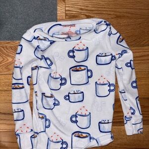 Cat & Jack White Pajama Top with Blue and Orange Mug Print